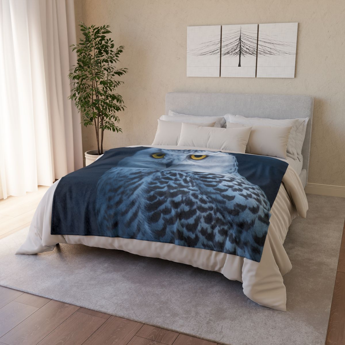 Midnight Watch Snowy Owl stylish throw blankets