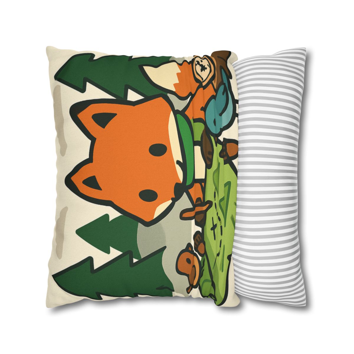 The Map Making Fox In Misty Pines designer print pillow cases