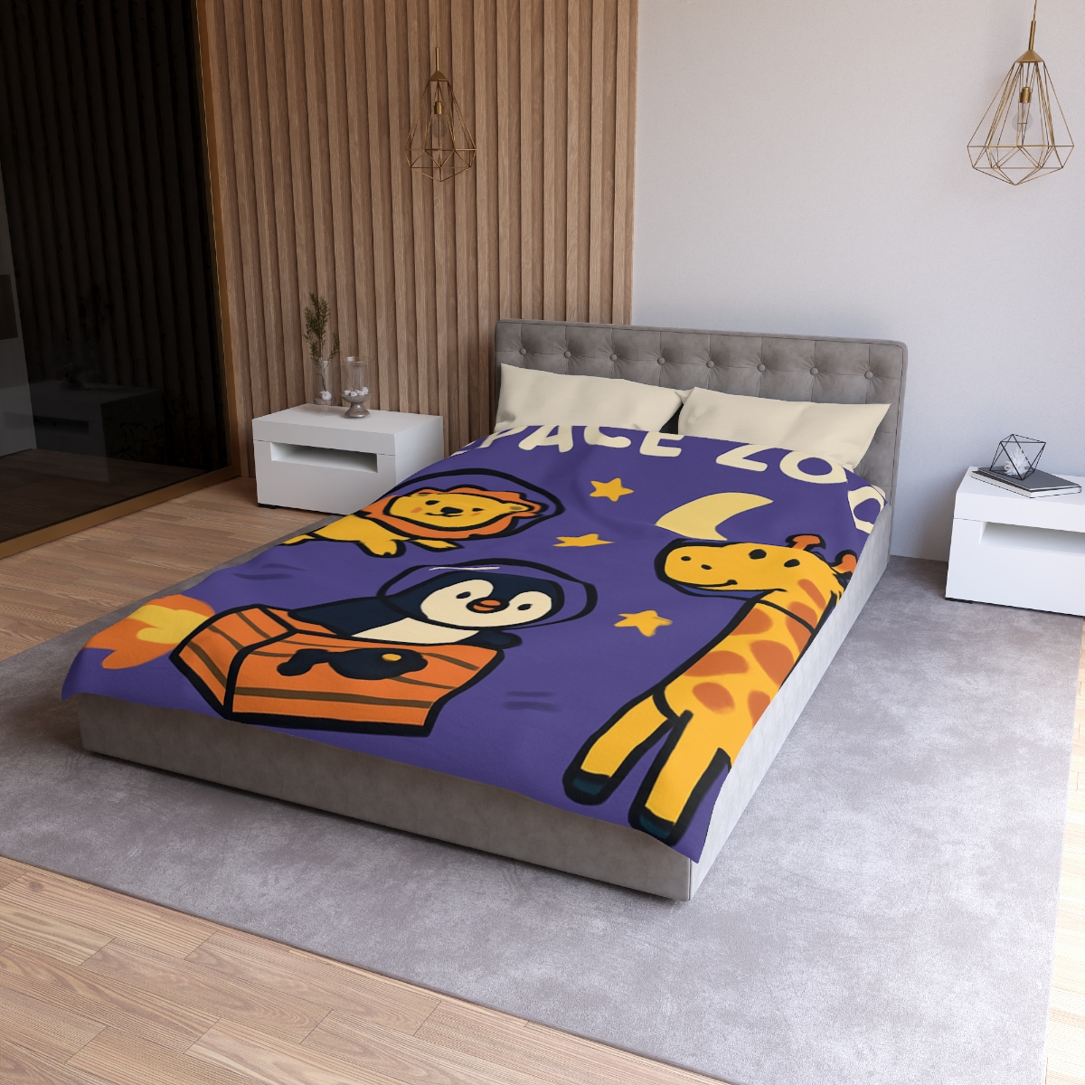 Starry Space Zoo personalized bedding duvets