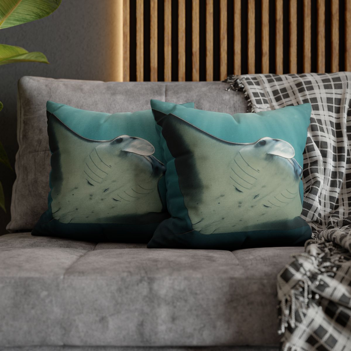 Celestial Glide Reef Manta Ray stylish decorative pillowcases