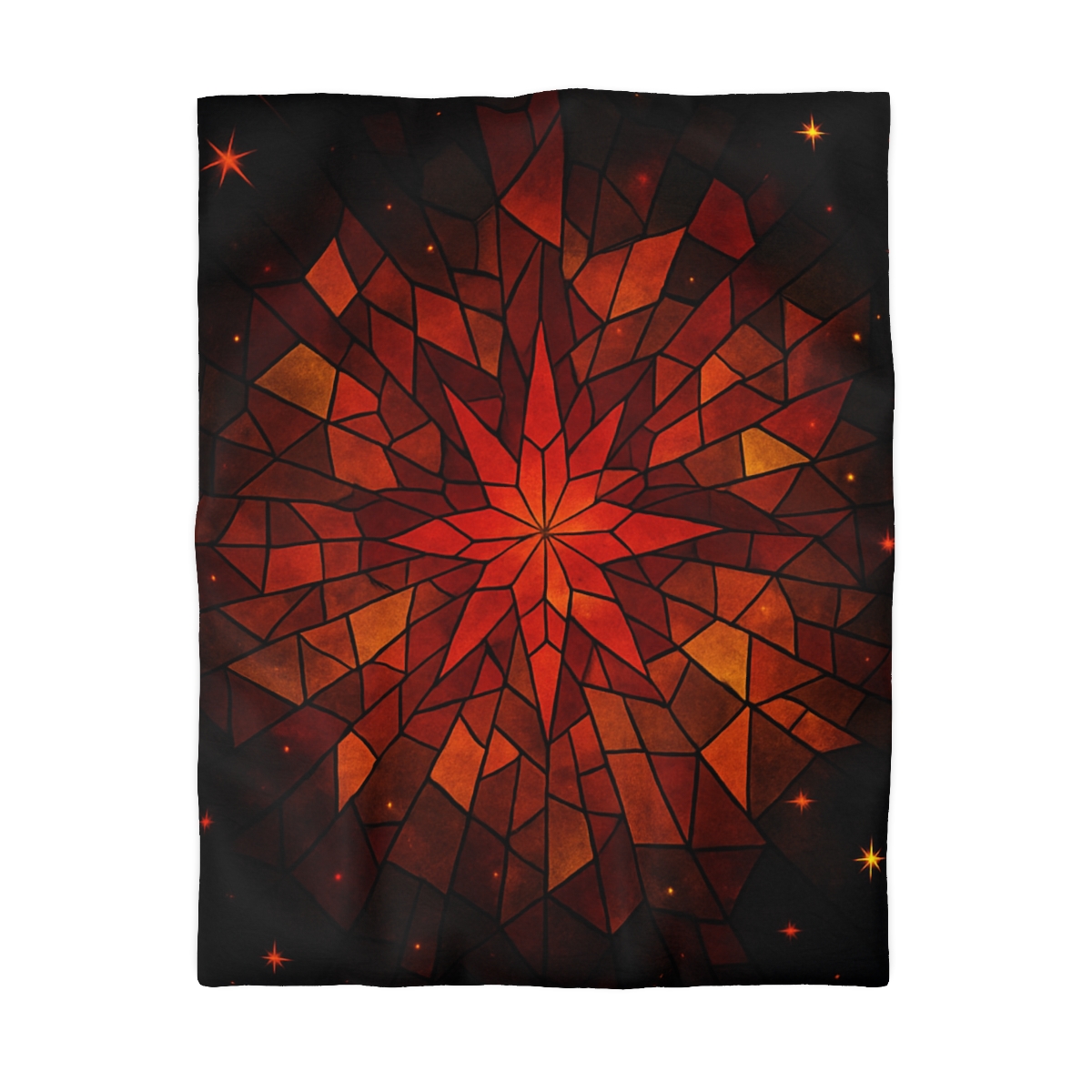 Crimson Starburst Mosaic unique patterned duvets