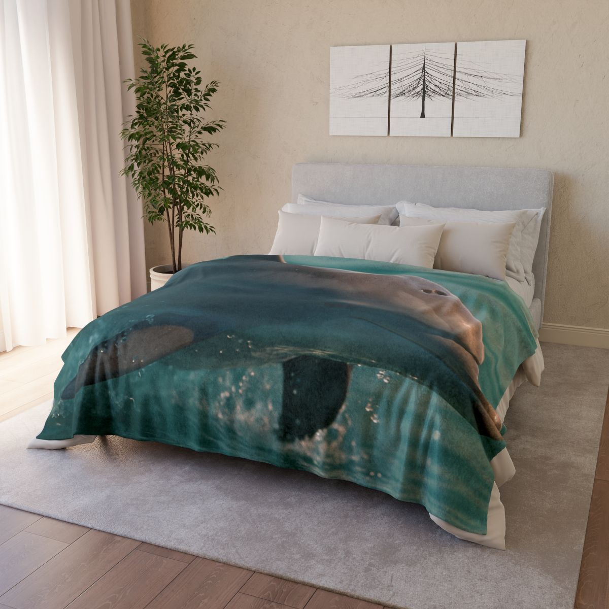 Silver Glide Bottlenose Dolphin soft fleece blankets