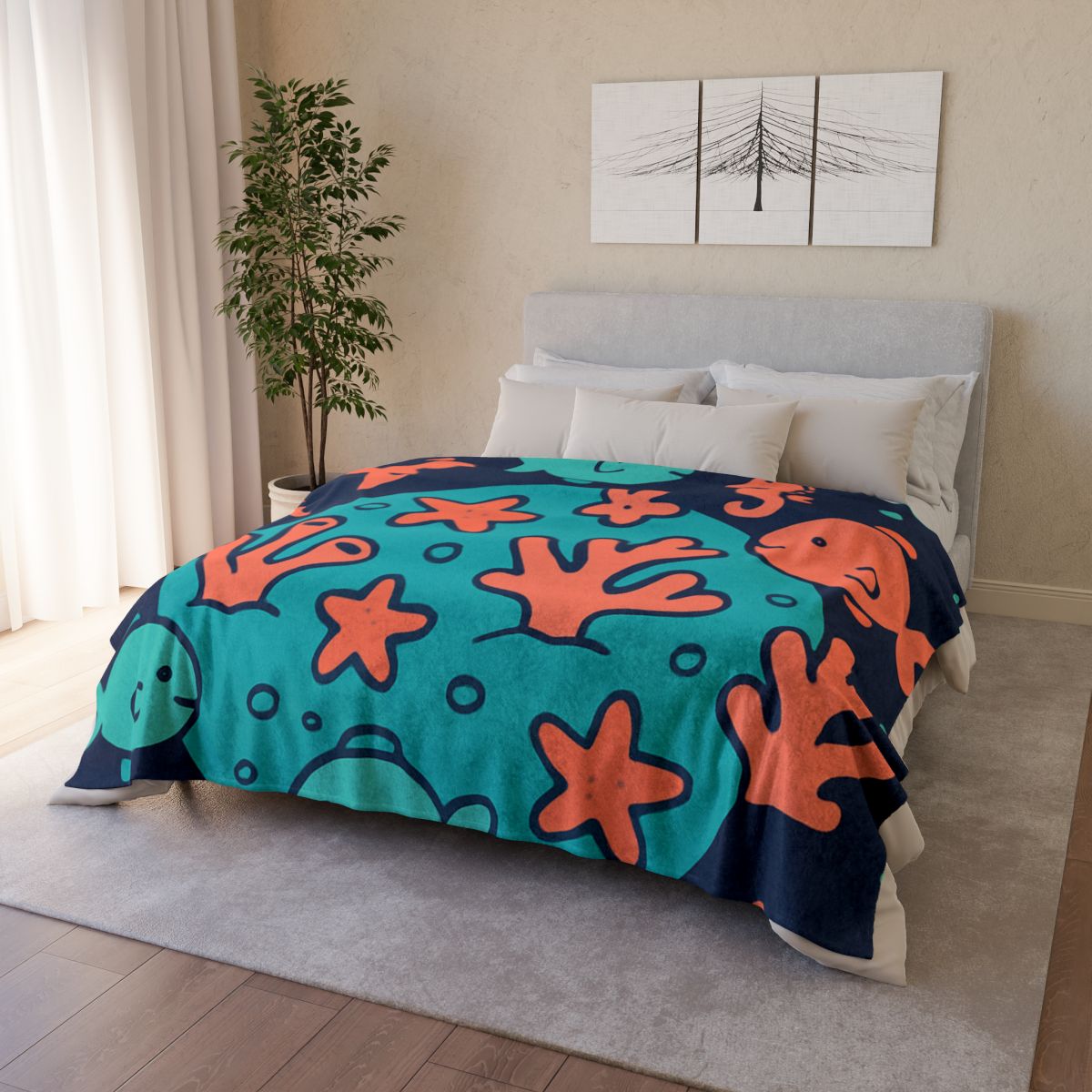 Cosmic Coral Reef Planet trendy patterned blankets