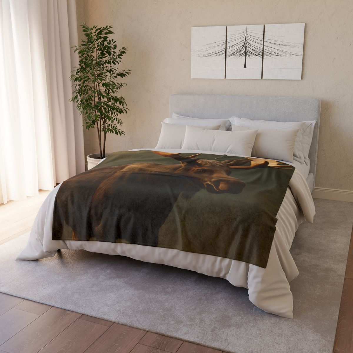 Starlit Crown Moose soft fleece blankets