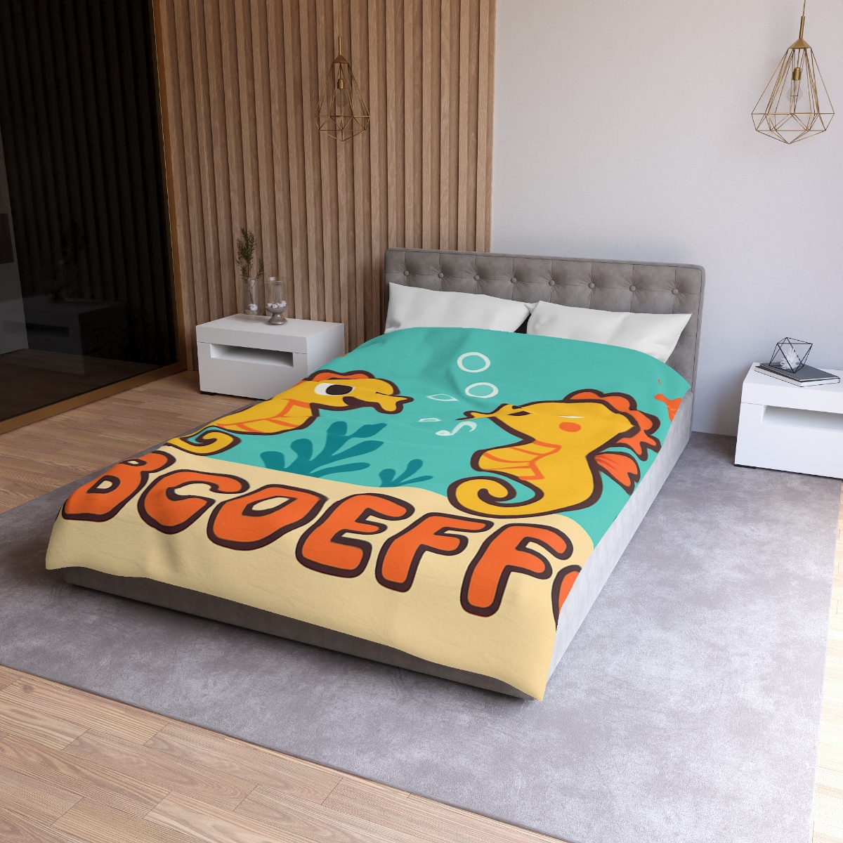Underwater Alphabet Reef With Singing Seahorses custom duvets