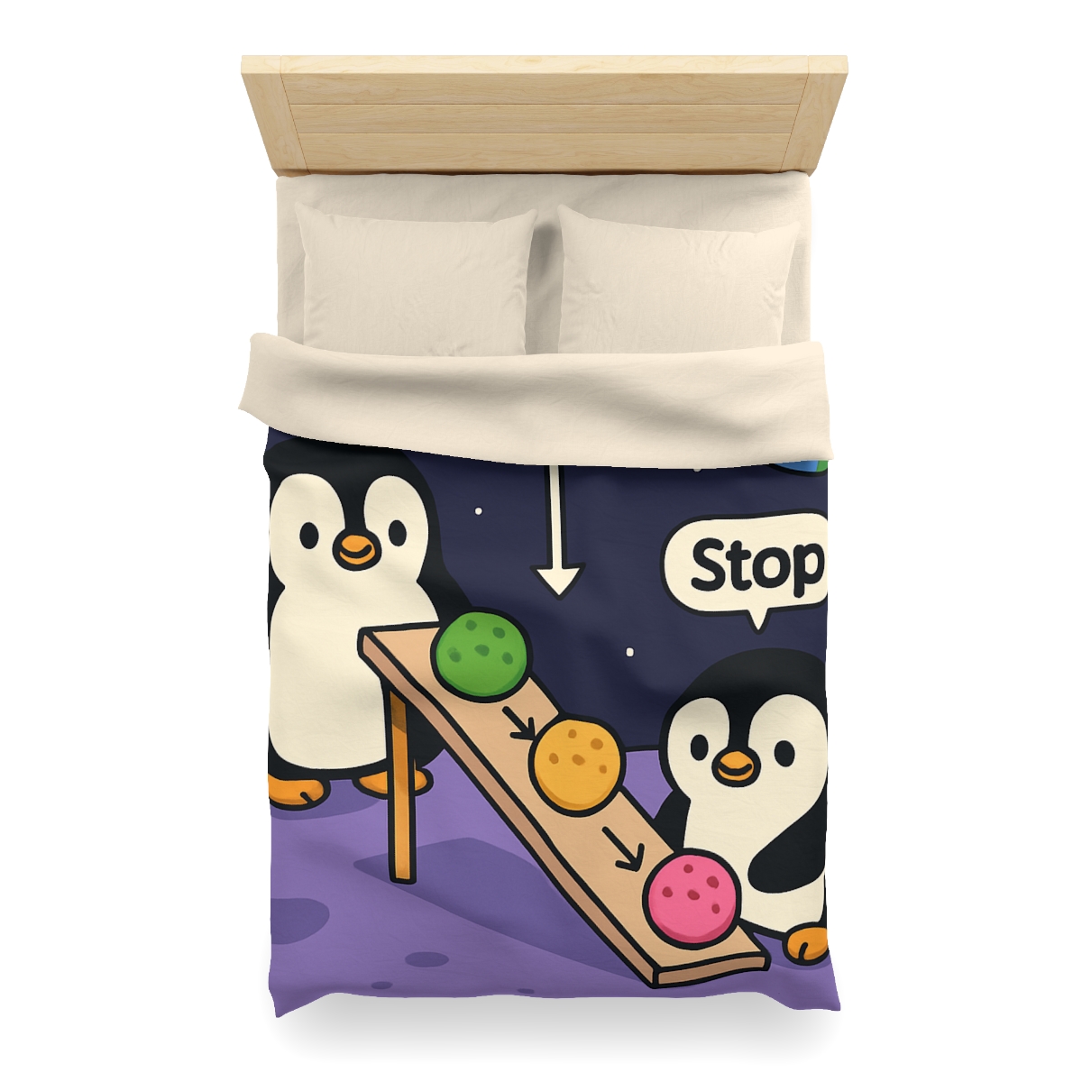 Moonlight Penguin Ice Cream Physics custom duvets