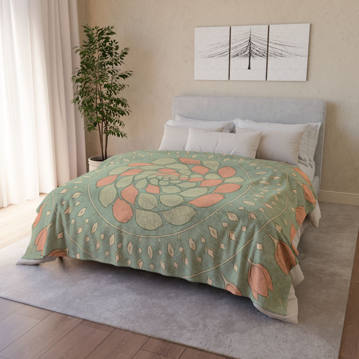 Bud Spiral Mandala custom blankets
