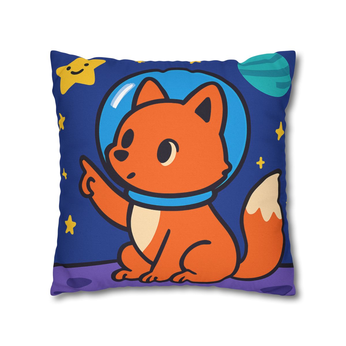Stargazing Space Fox designer print pillow cases