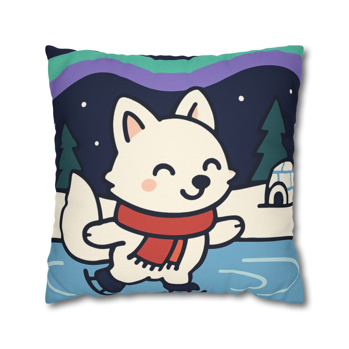 Aurora Snow Fox Skate Night trendy patterned pillow cases