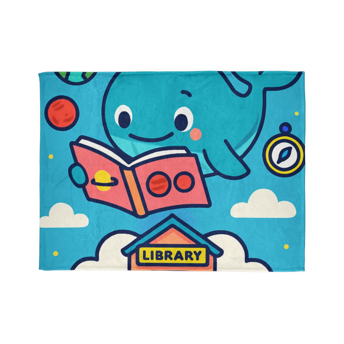 Nebula Library Sky Whale Reading Time unique gift blanketscustom blankets