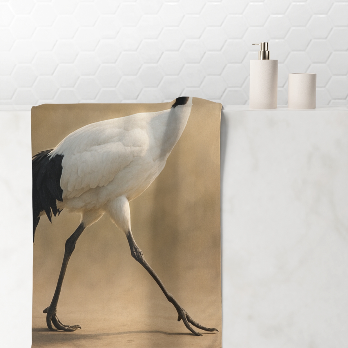 Orbit Poise Red Crowned Crane stylish beach towels