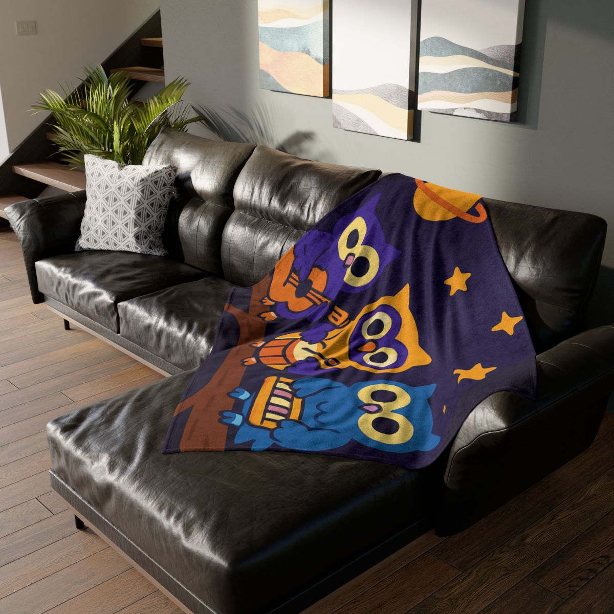 Star Song Owl Band stylish throw blankets