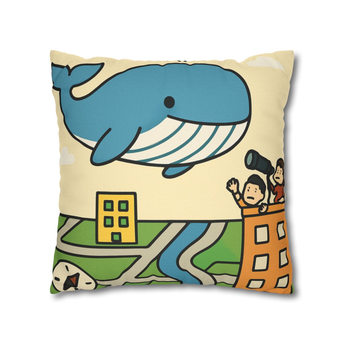 Sky Whale Over The Map City custom pillow cases