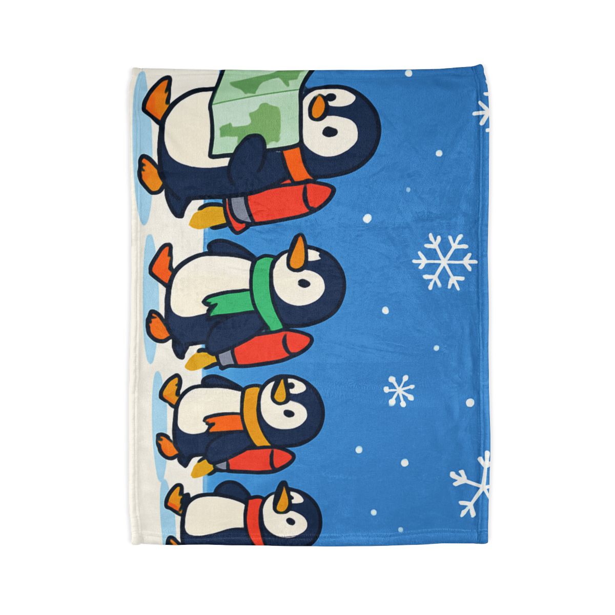 Rocket Penguin Parade personalized cozy blankets
