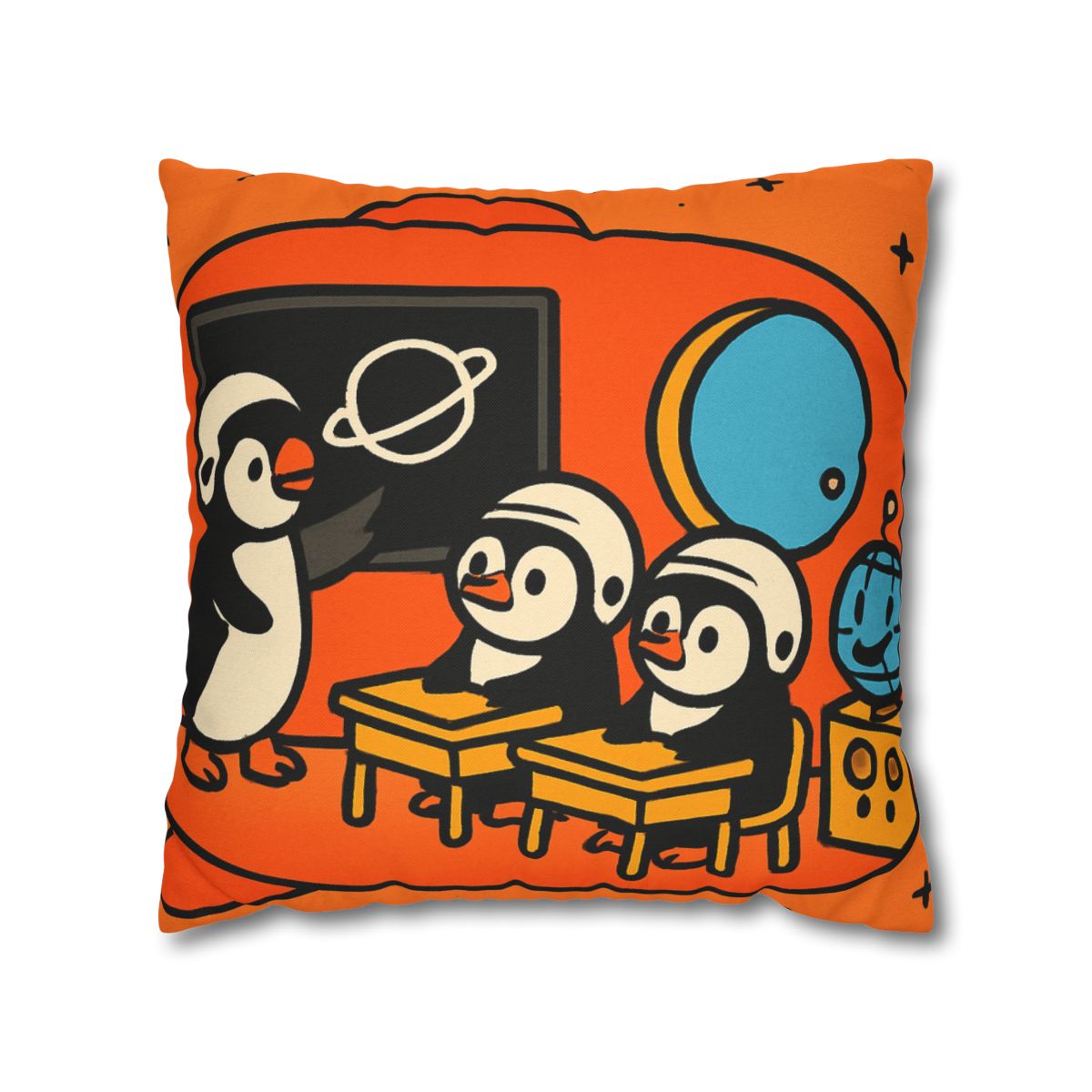 Rocket Classroom With Penguin Pilots stylish decorative pillowcases