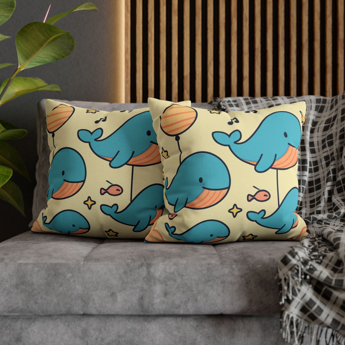 Cosmic Whale Parade personalized pillow covers