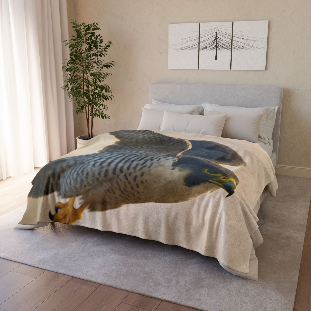 Sky Bolt Peregrine Falcon soft fleece blankets