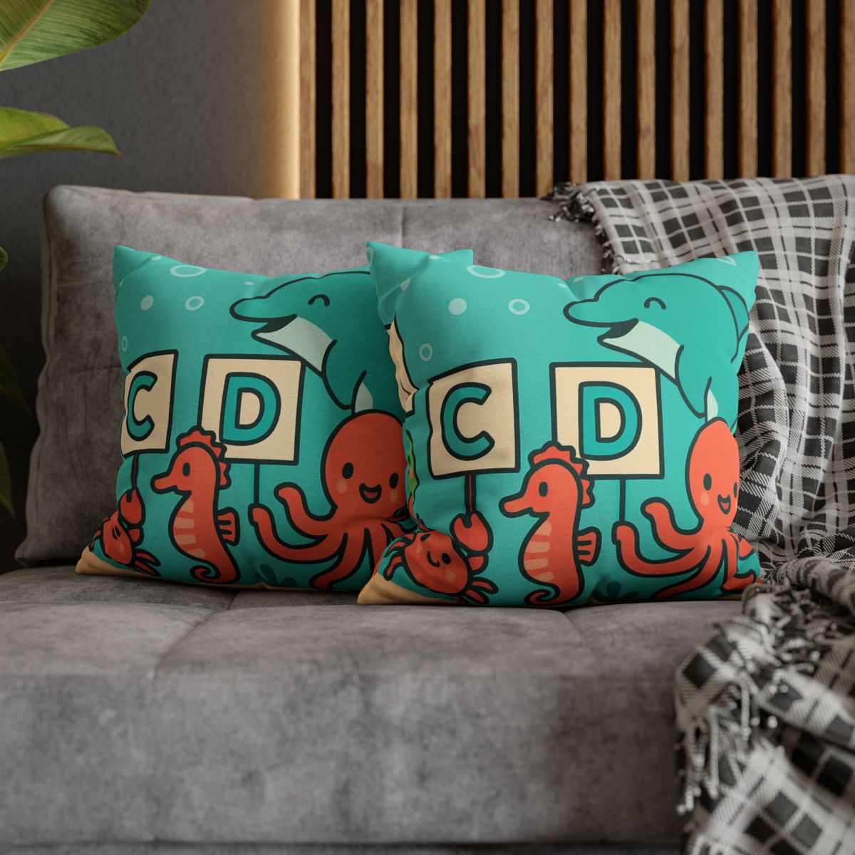 Coral Reef Alphabet Parade custom pillow cases