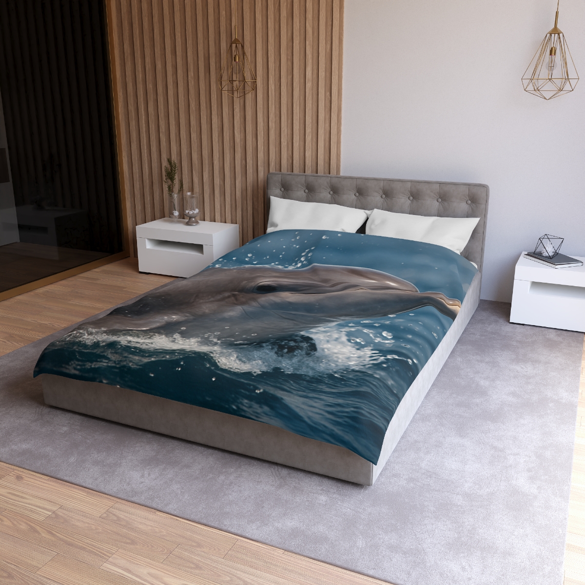 Mirrorflash Common Bottlenose Dolphin designer printed duvets