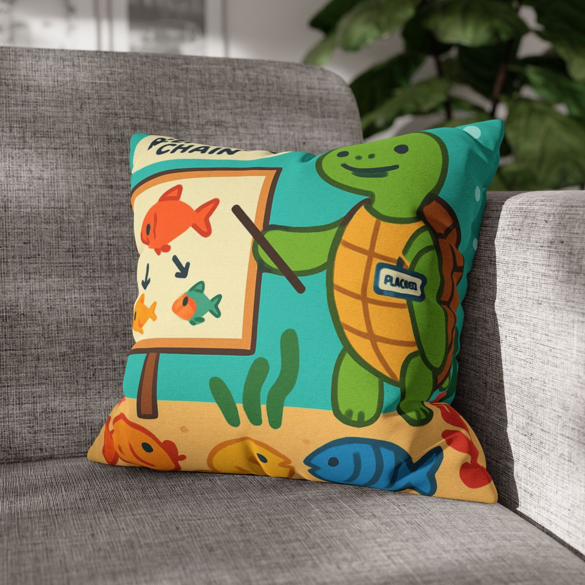 Coral Classroom Sea Turtle Guide trendy patterned pillow cases
