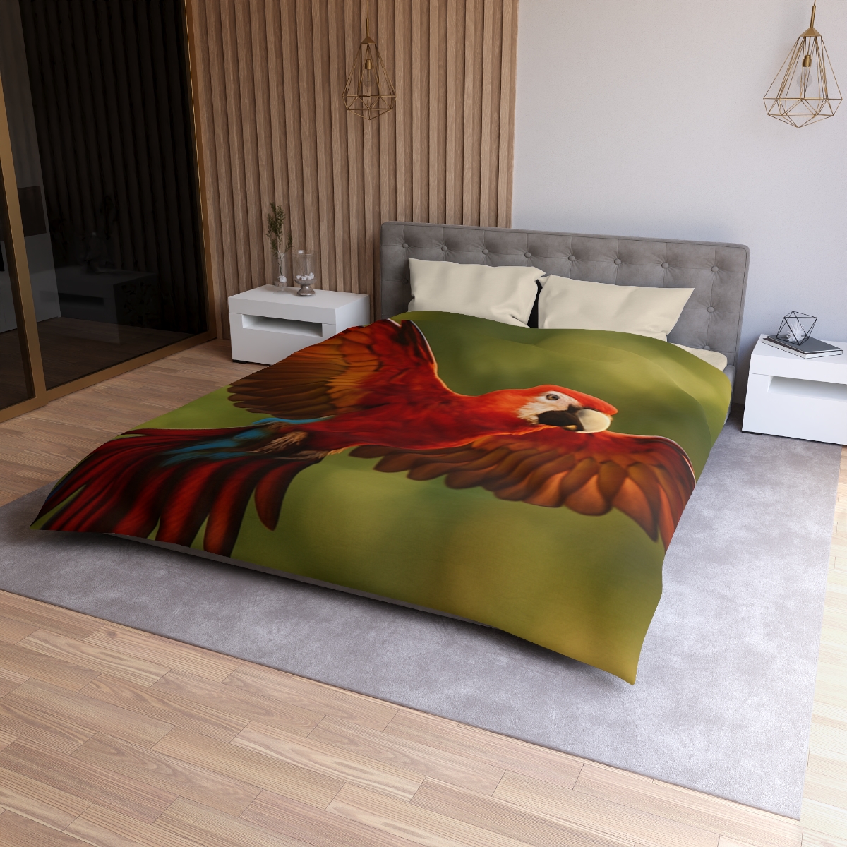 Scarlet Arc Macaw In Flight personalized bedding duvets