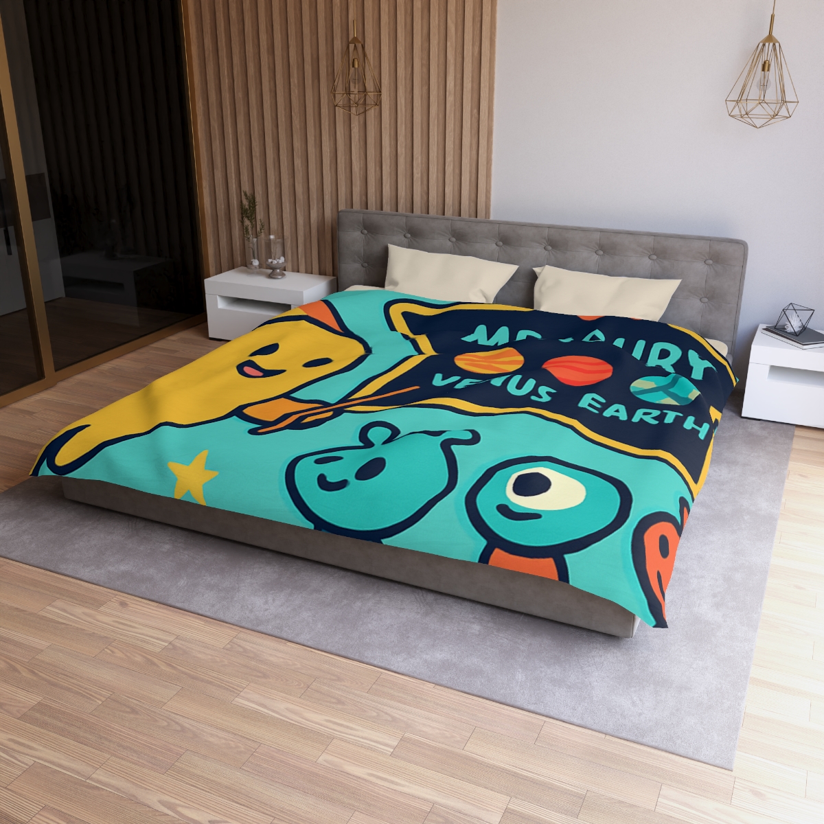 Comet Classroom On A Floating Asteroid unique patterned duvets