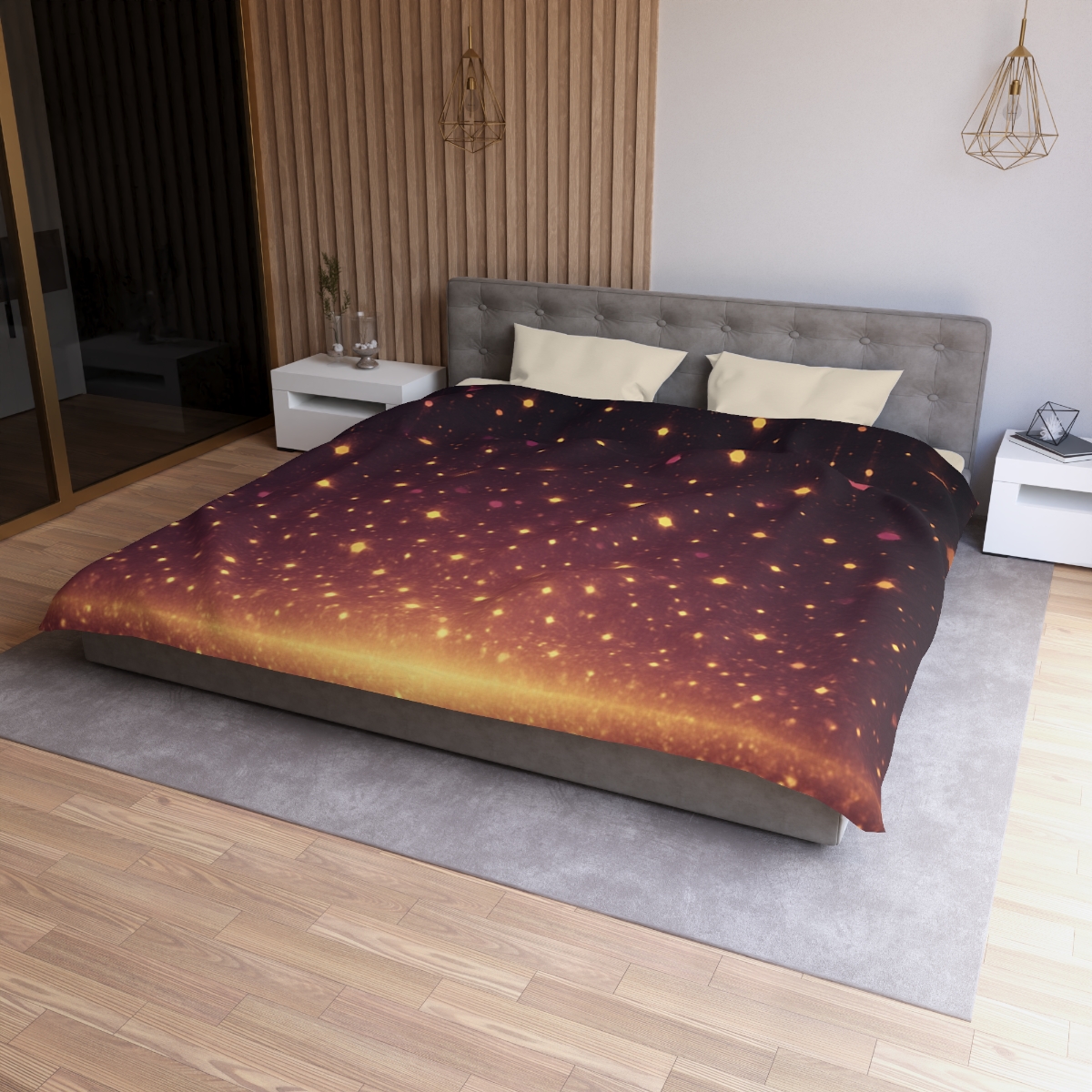 Photon Rain Mosaic designer printed duvets