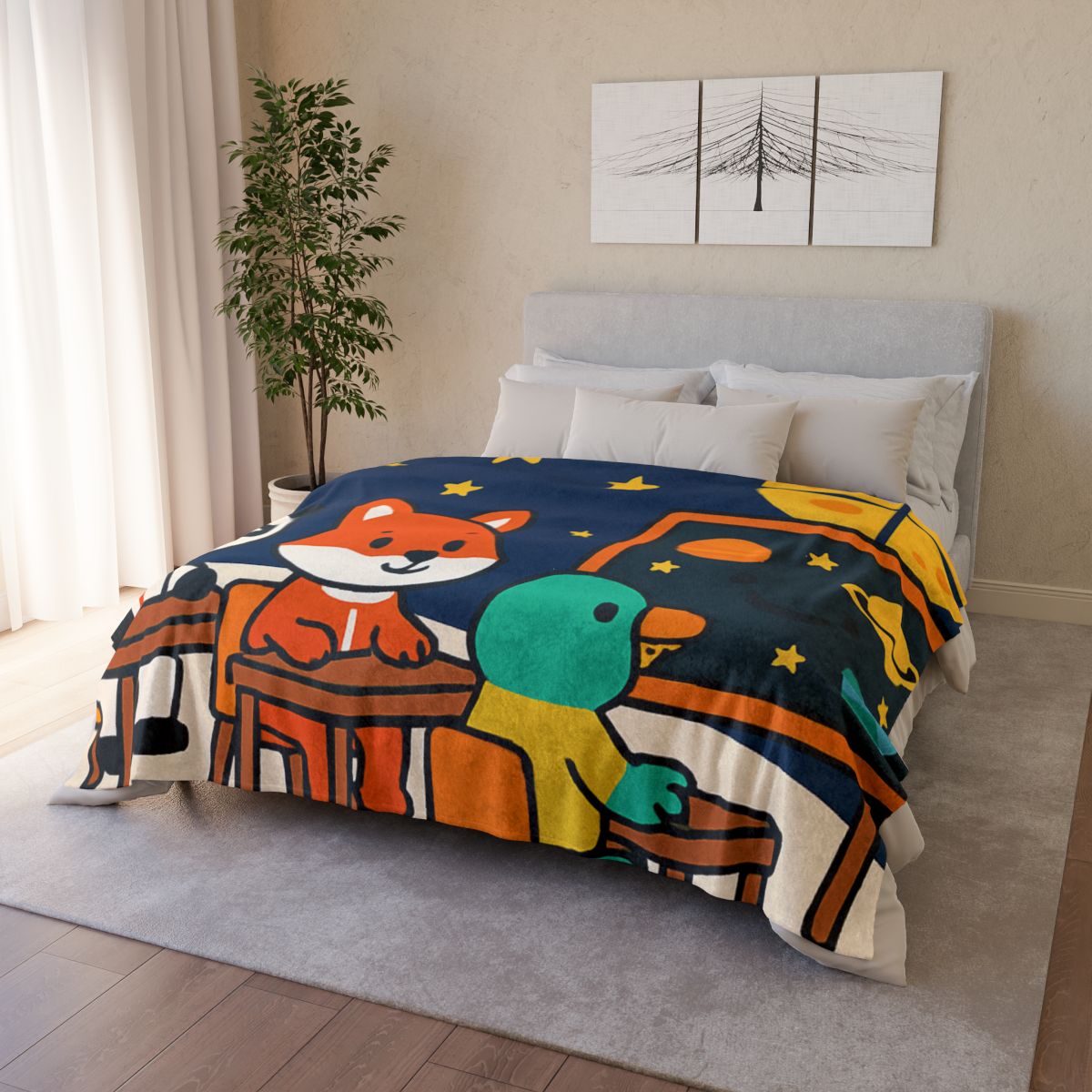 Space School For Curious Critters decorative home blankets