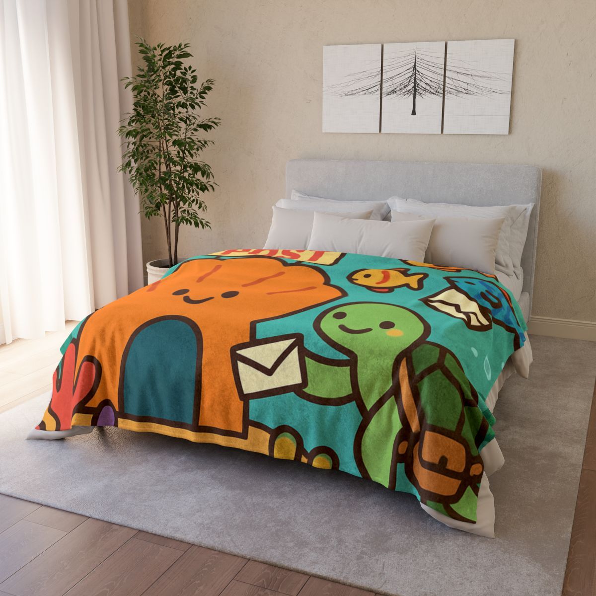 Coral Reef Post Office With Turtle Mail Carrier unique gift blanketscustom blankets