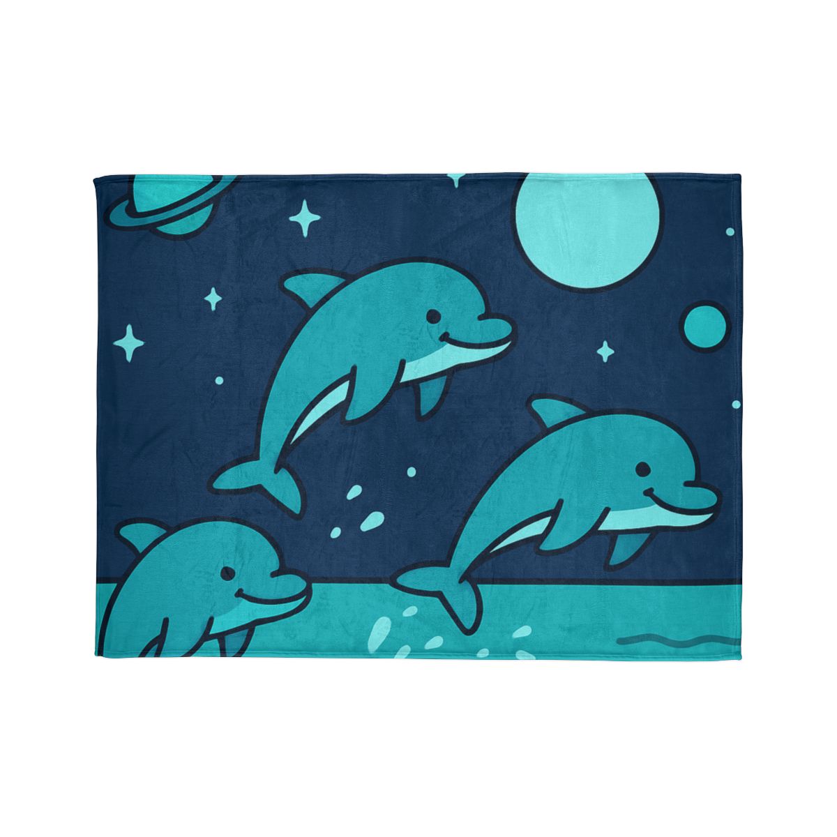 Starlight Sea And The Cosmic Dolphins trendy patterned blankets