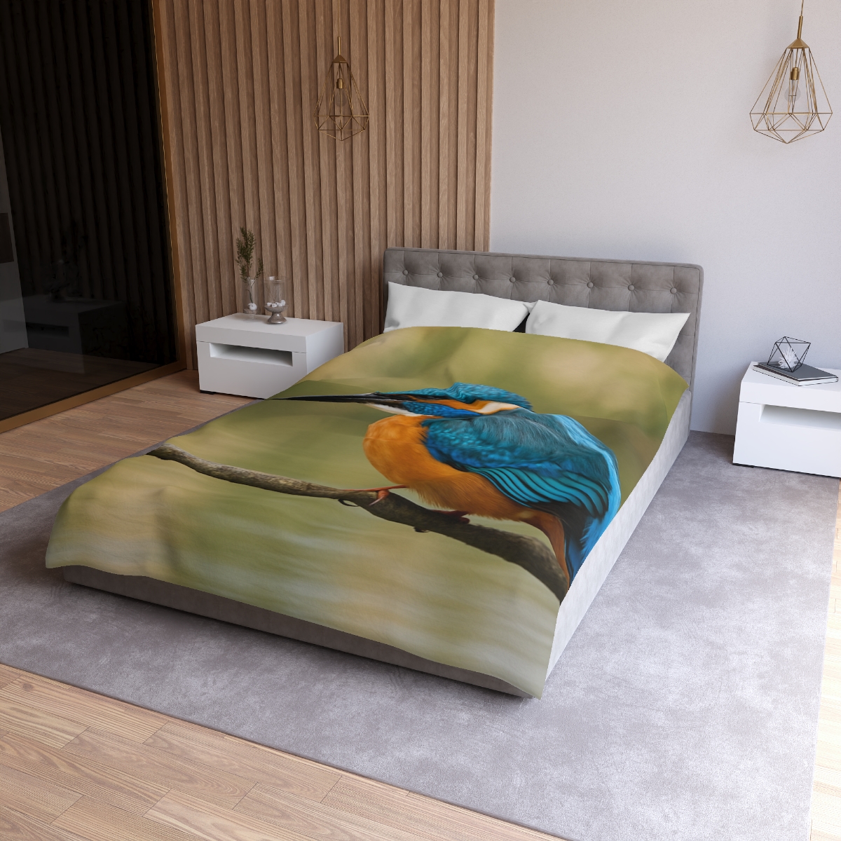 Crystal Dive Common Kingfisher unique patterned duvets