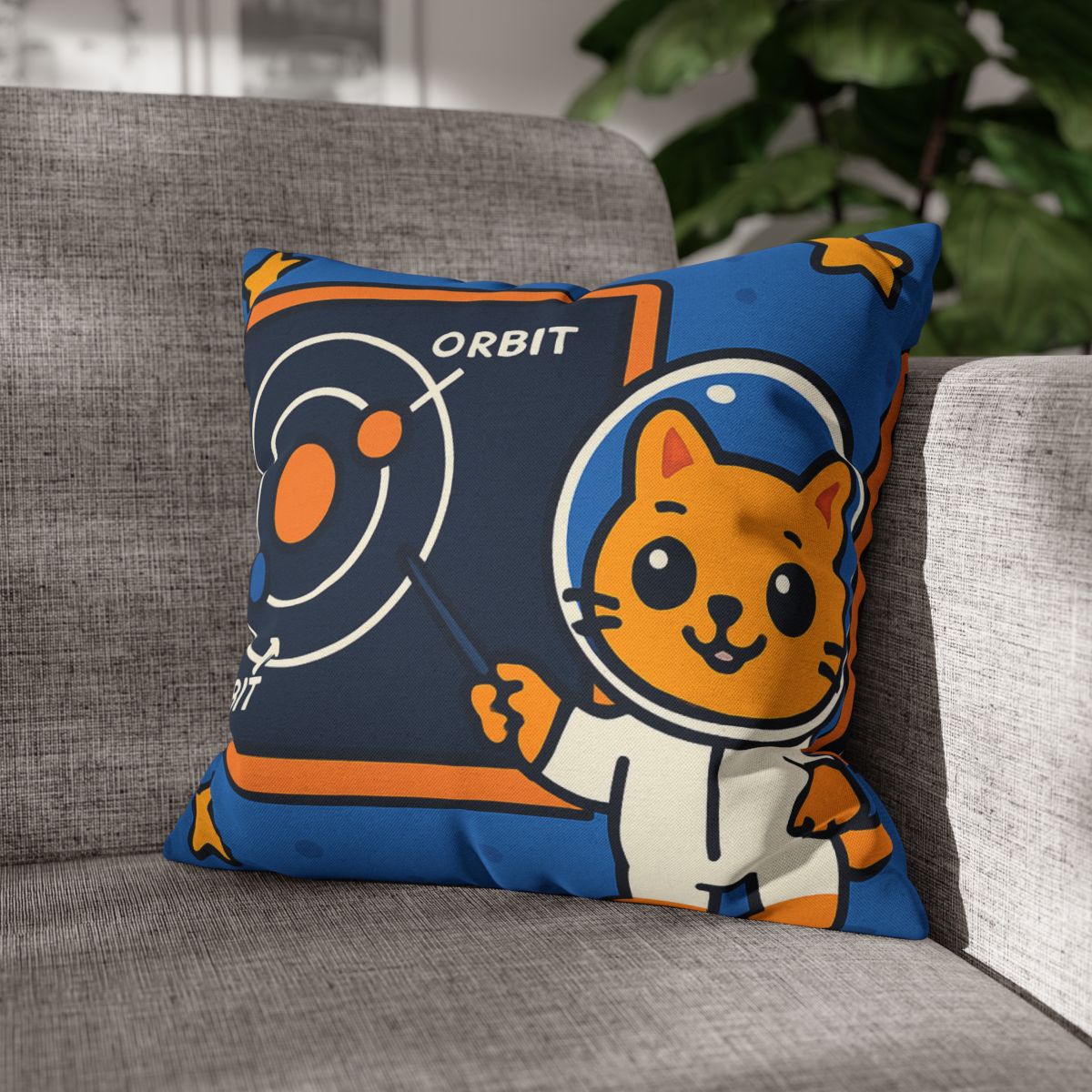Comet Classroom Cat And The Orbit Chalkboard stylish decorative pillowcases