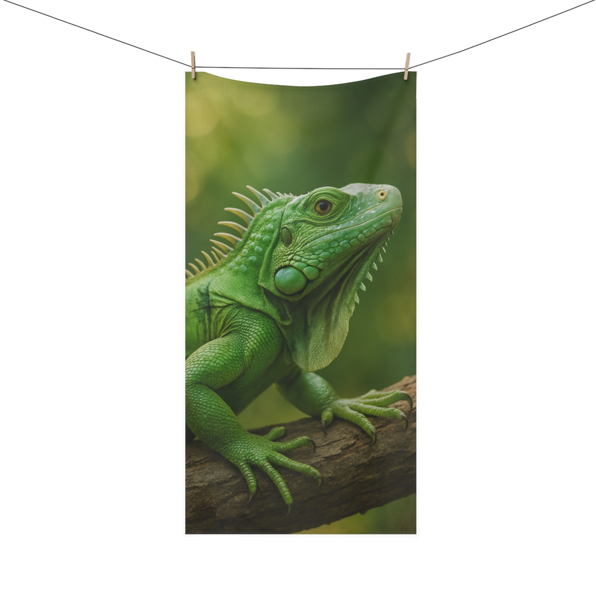 Emerald Stillness Green Iguana personalized bath towels