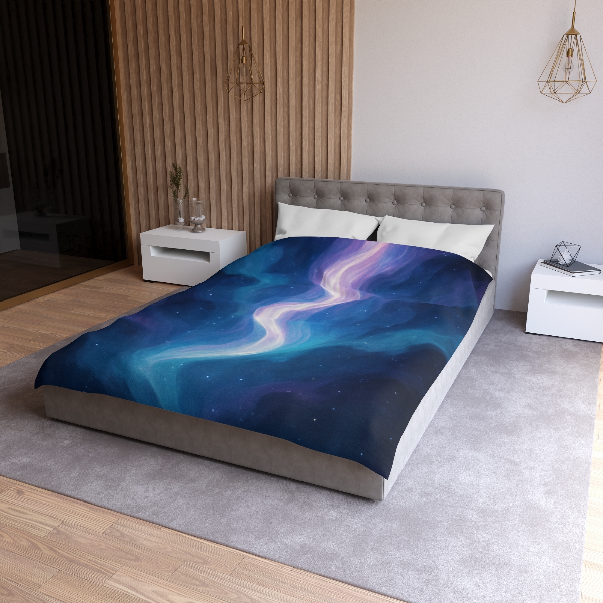 Electro Aurora Nebula Loom designer printed duvets