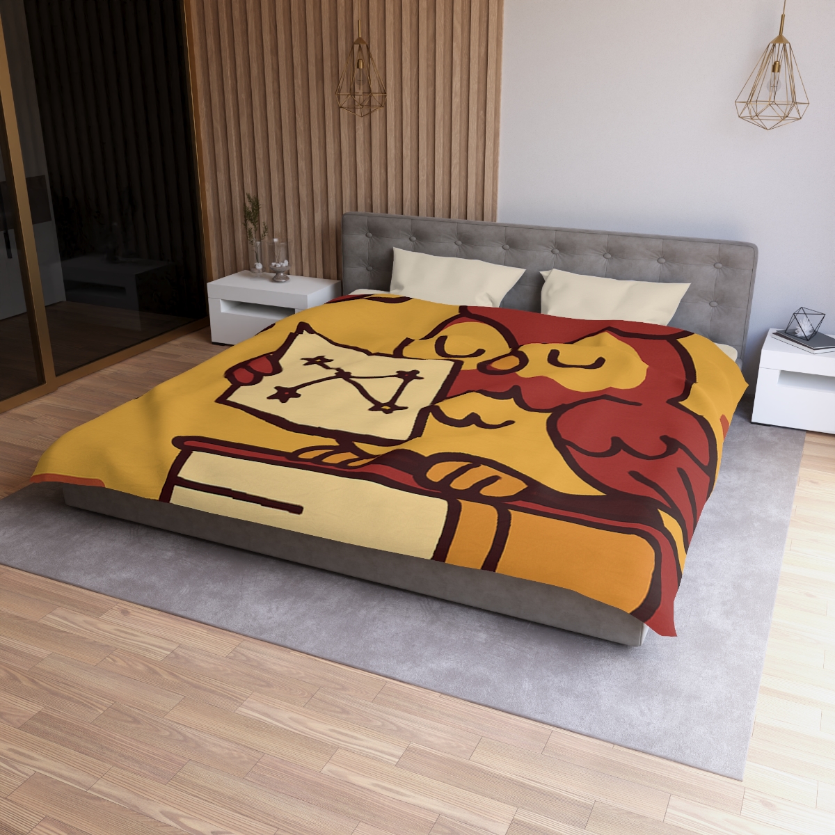 Cosmic Owl Library custom duvets