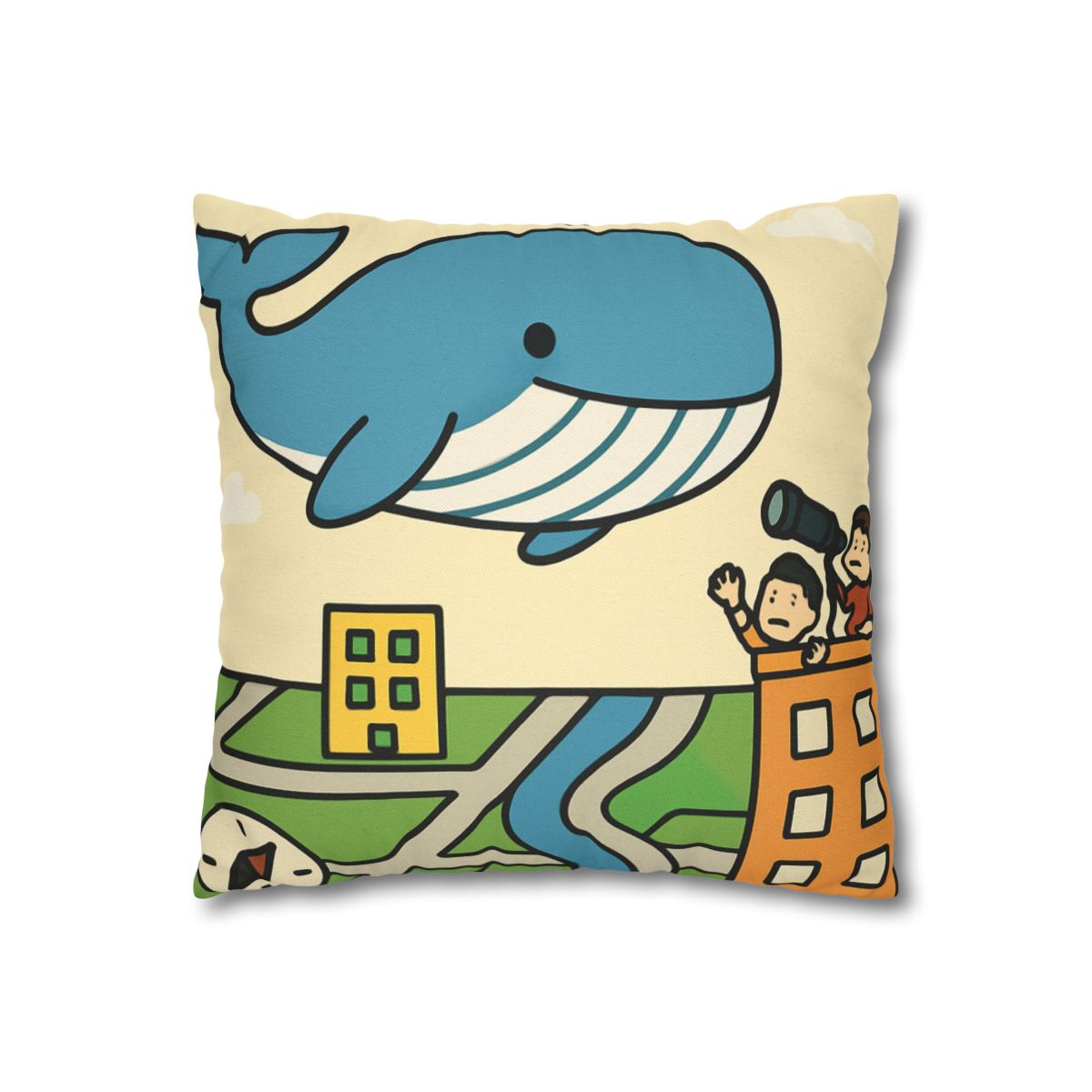 Sky Whale Over The Map City custom pillow cases