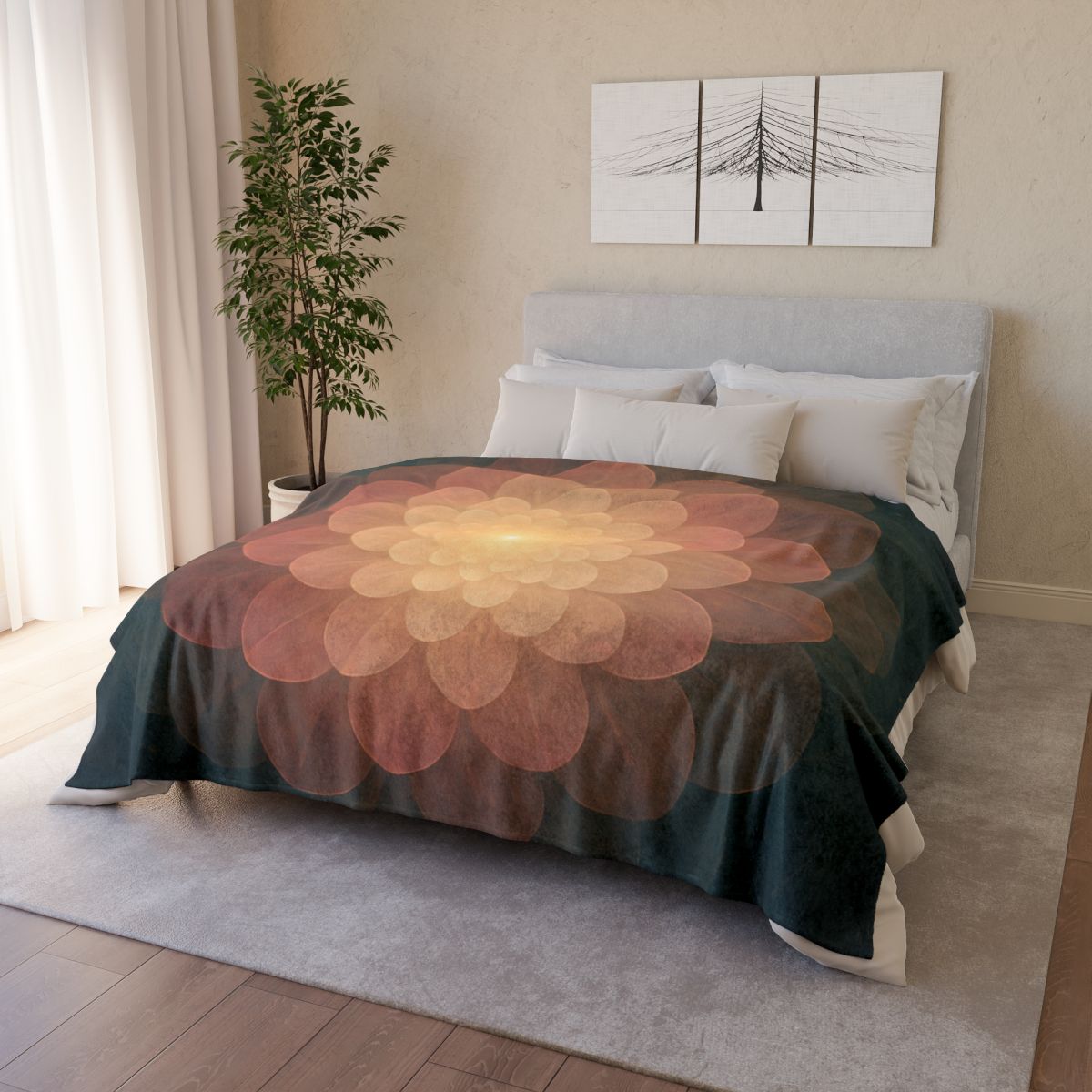 Celestial Petal Halo soft fleece blankets