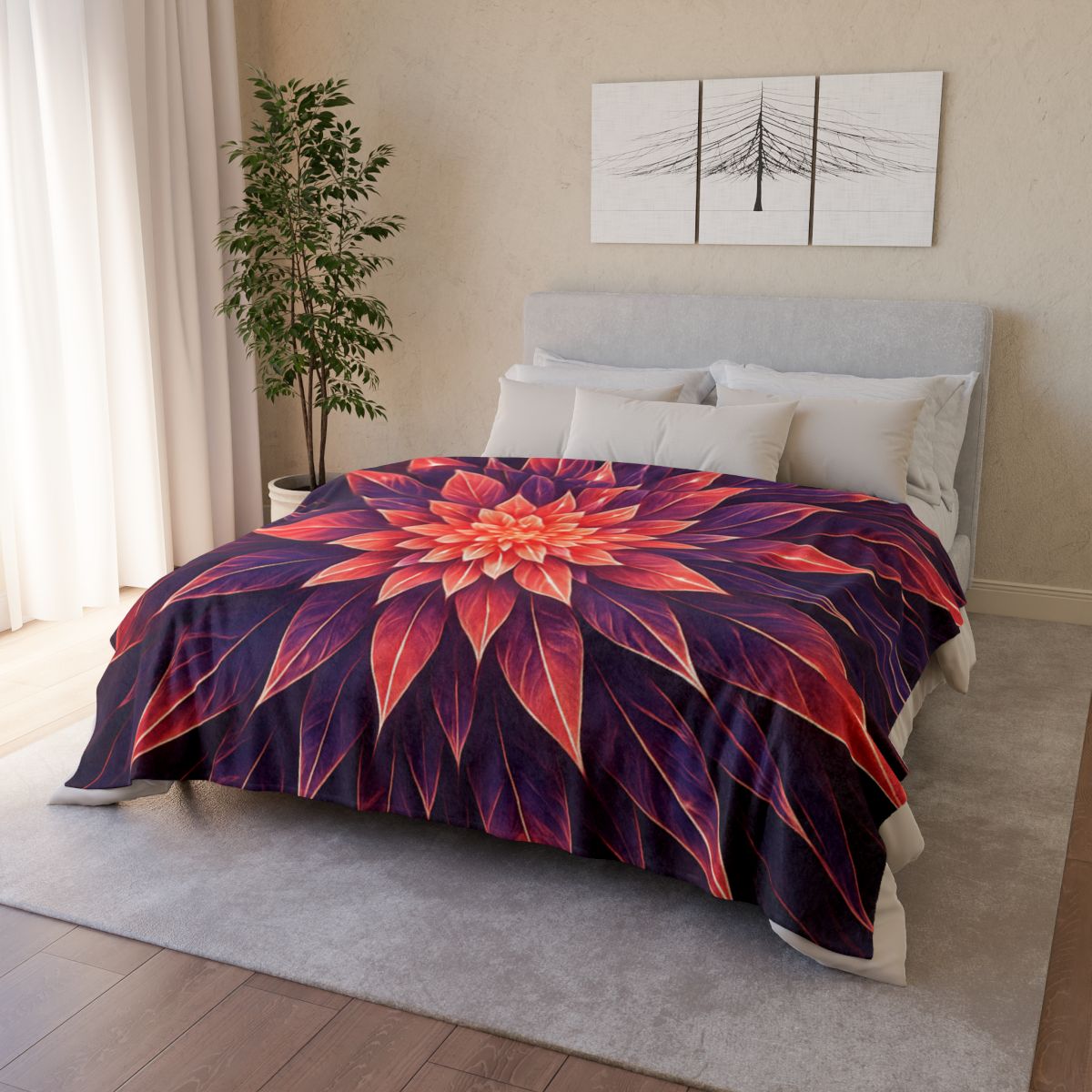 Cosmic Bloom Fractal soft fleece blankets
