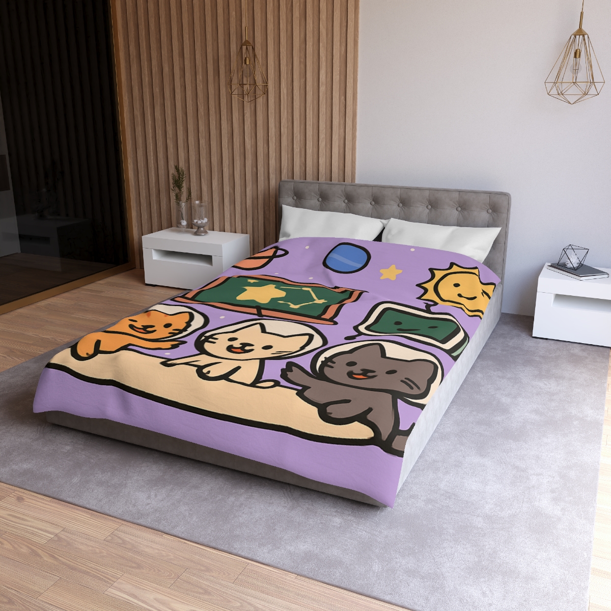 Space School Astronaut Cats unique patterned duvets