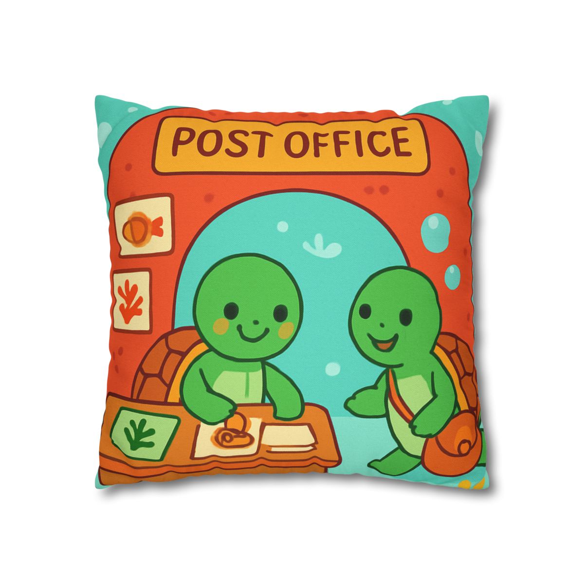 Coral Reef Post Office Run By Sea Turtles soft cotton pillow cases