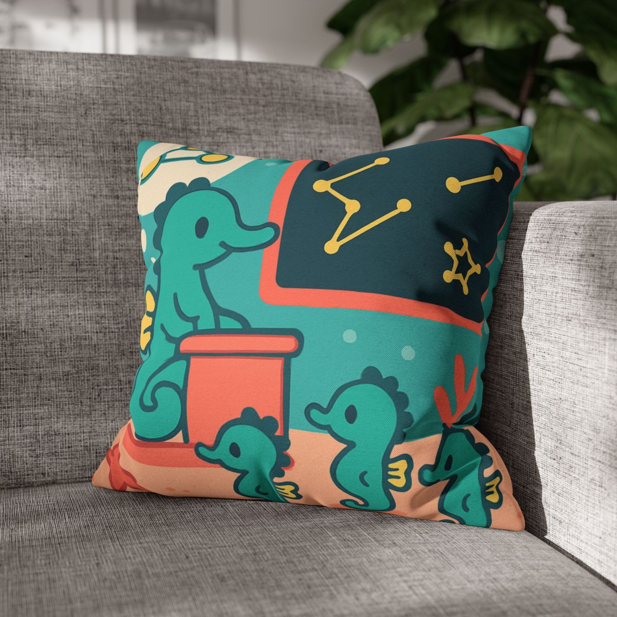 Starry Seahorse School personalized pillow covers