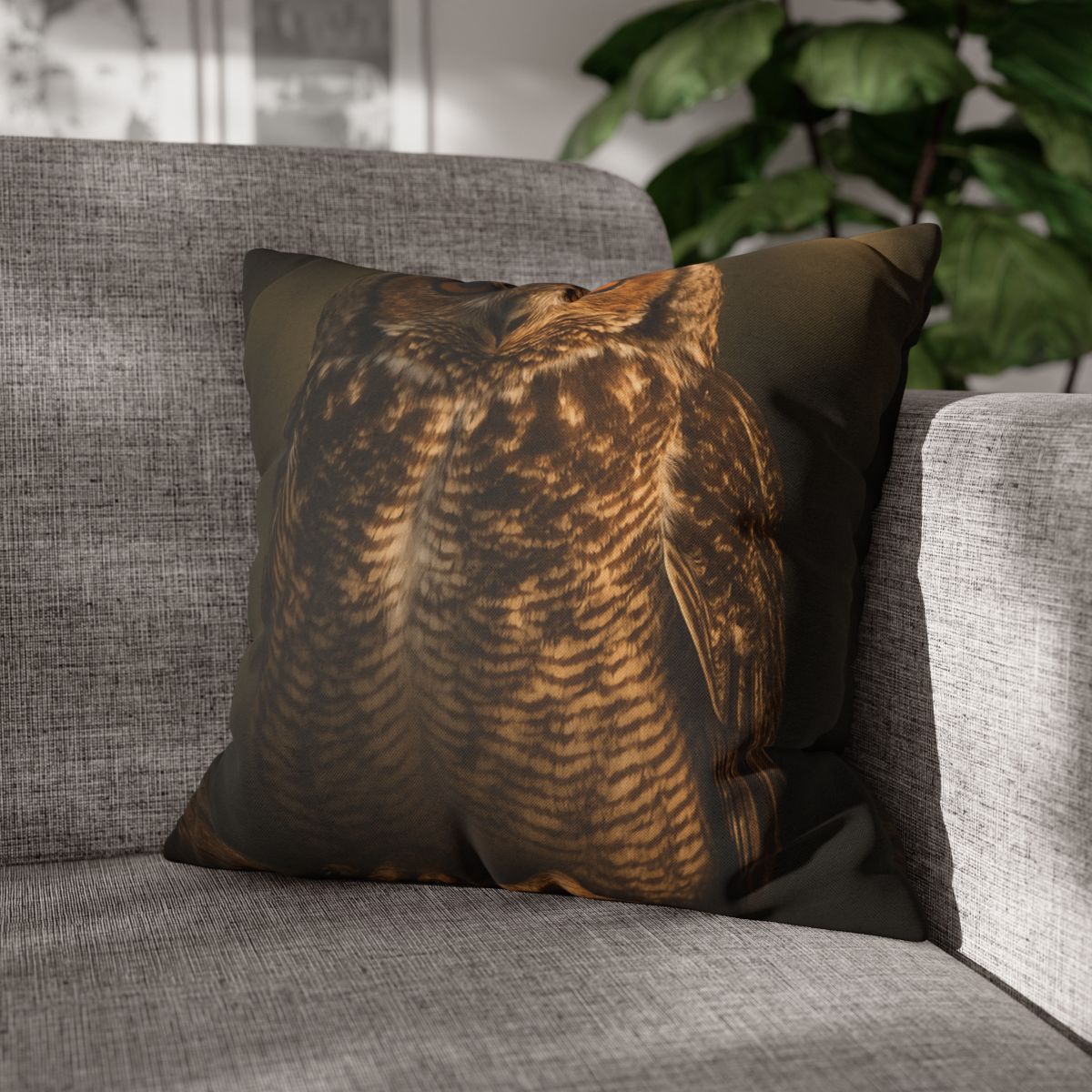 Nebula Gaze Great Horned Owl designer print pillow cases