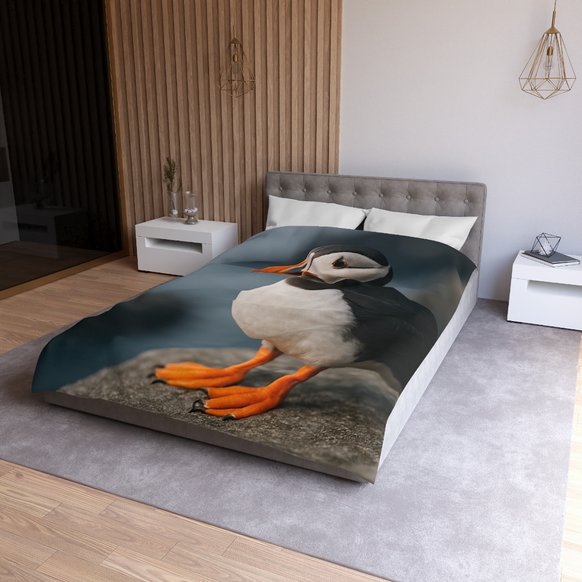 Cliff Breeze Atlantic Puffin designer printed duvets