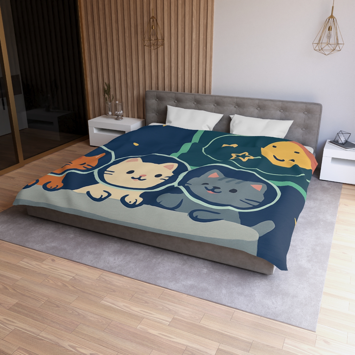 Comet Classroom For Curious Kittens designer printed duvets