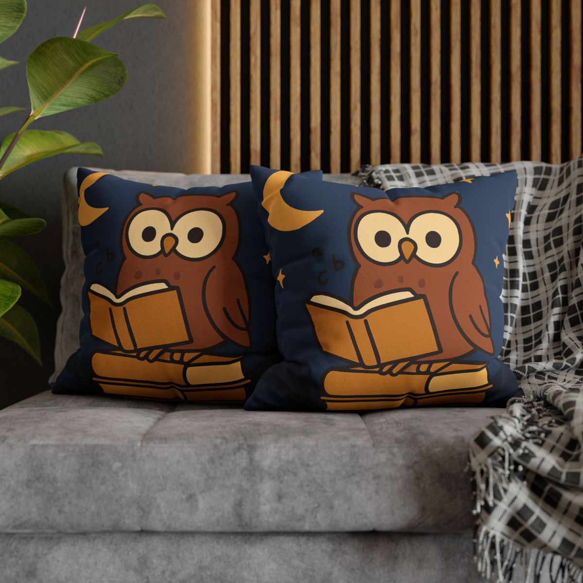 Moonlight Owl Library soft cotton pillow cases