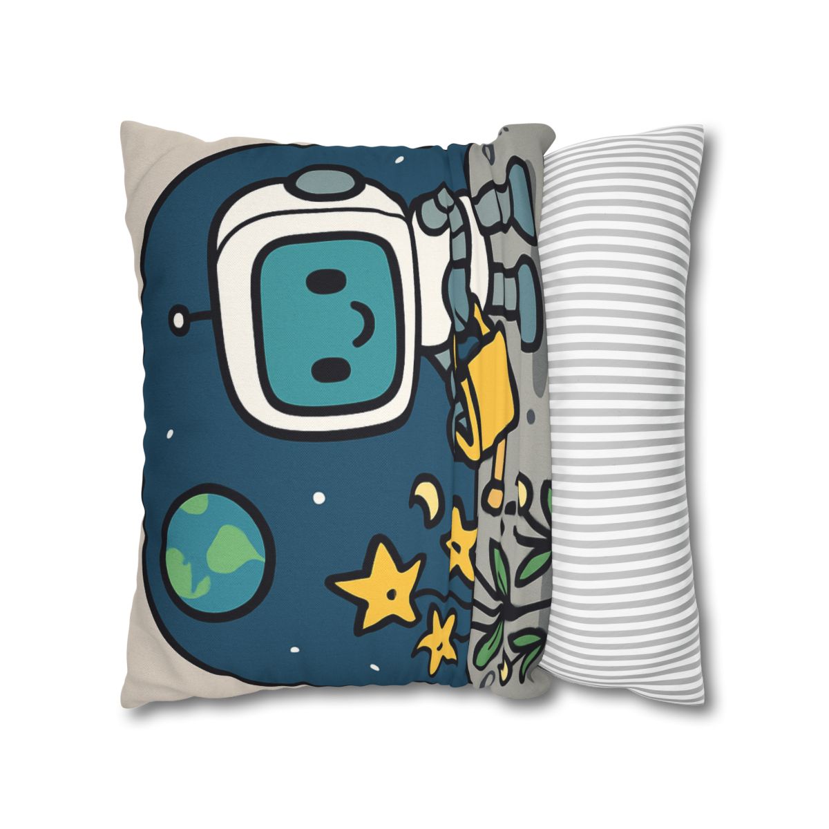 Moon Garden Robot And Space Sprouts designer print pillow cases
