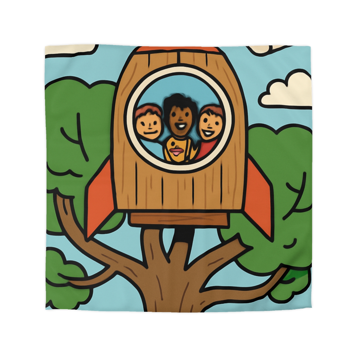 Time Traveling Treehouse Rocket trendy bedroom duvets