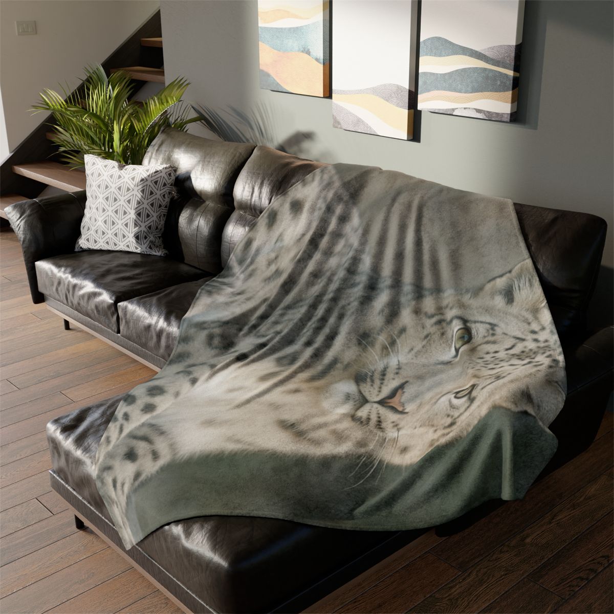 Hidden Realm Snow Leopard soft fleece blankets