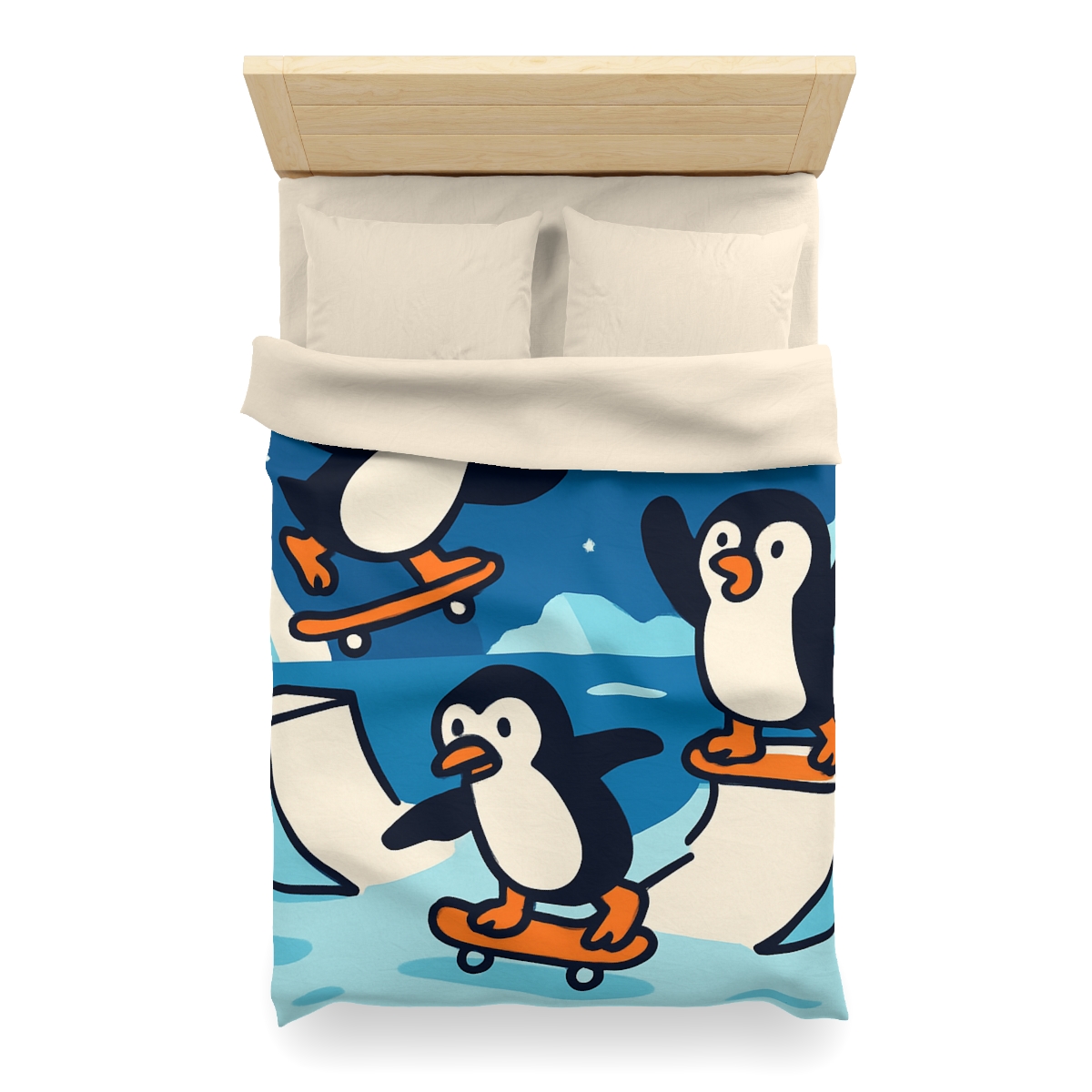 Galaxy Skate Park Penguins stylish duvet covers