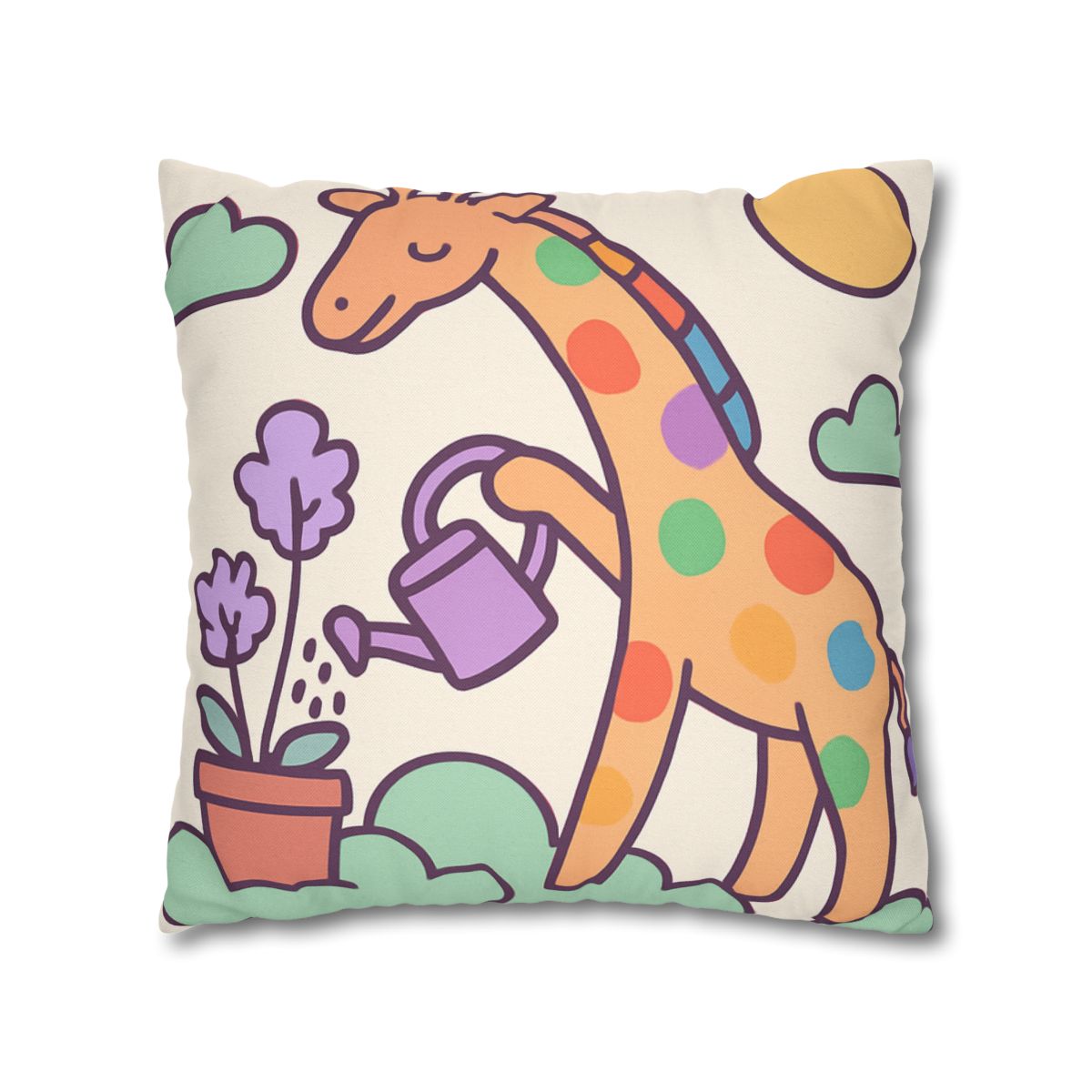 Cloud Garden With Rainbow Giraffe trendy patterned pillow cases